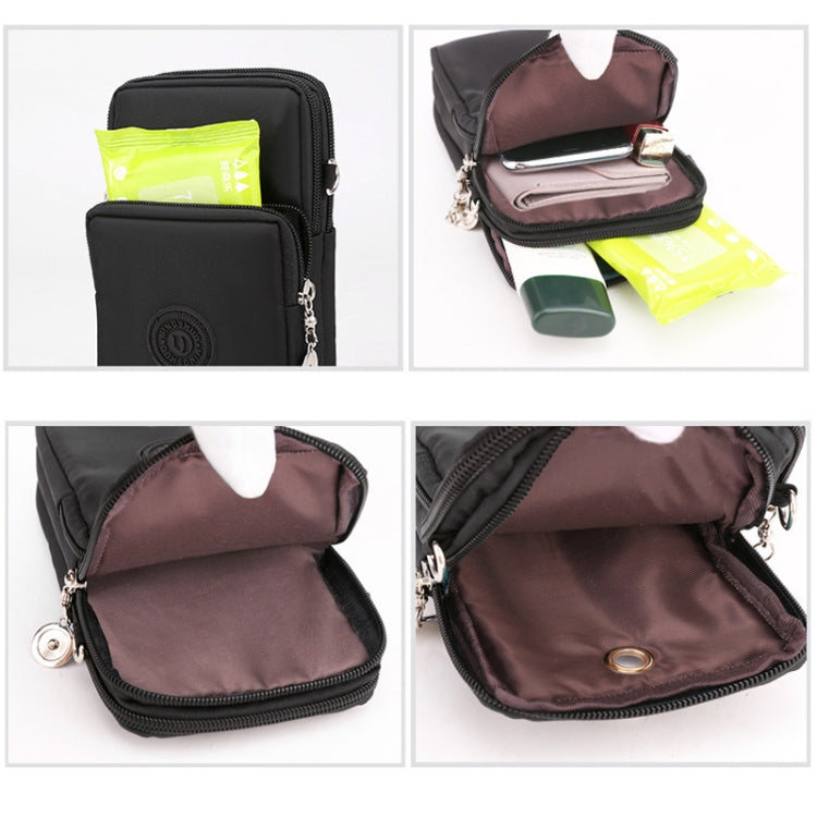 Crossbody Mobile Phone Bag Vertical Wallet Arm Bag With Headphone Hole - Black