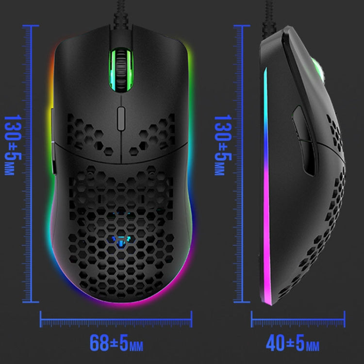 XUNSVFOX XYH90 Wired Hollow Hole Mouse RGB Illuminated Macro Programming Gaming Mouse - Black