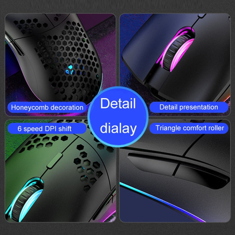 XUNSVFOX XYH90 Wired Hollow Hole Mouse RGB Illuminated Macro Programming Gaming Mouse - Black