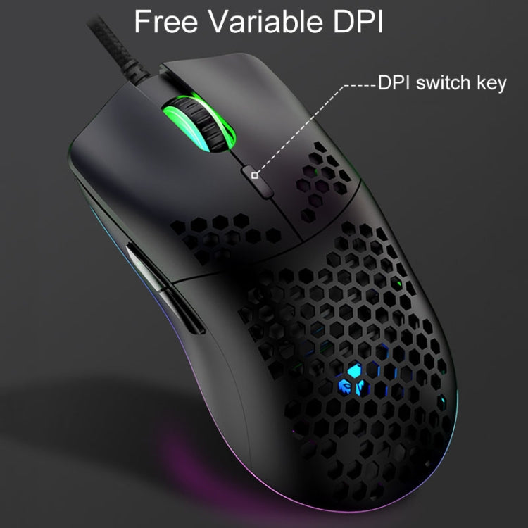 XUNSVFOX XYH90 Wired Hollow Hole Mouse RGB Illuminated Macro Programming Gaming Mouse - Black