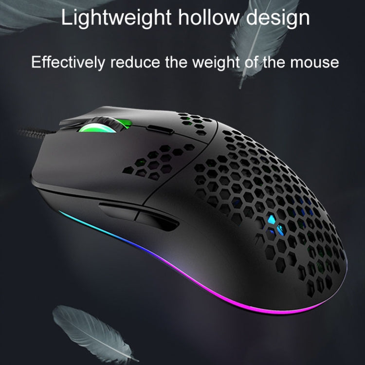XUNSVFOX XYH90 Wired Hollow Hole Mouse RGB Illuminated Macro Programming Gaming Mouse - Black