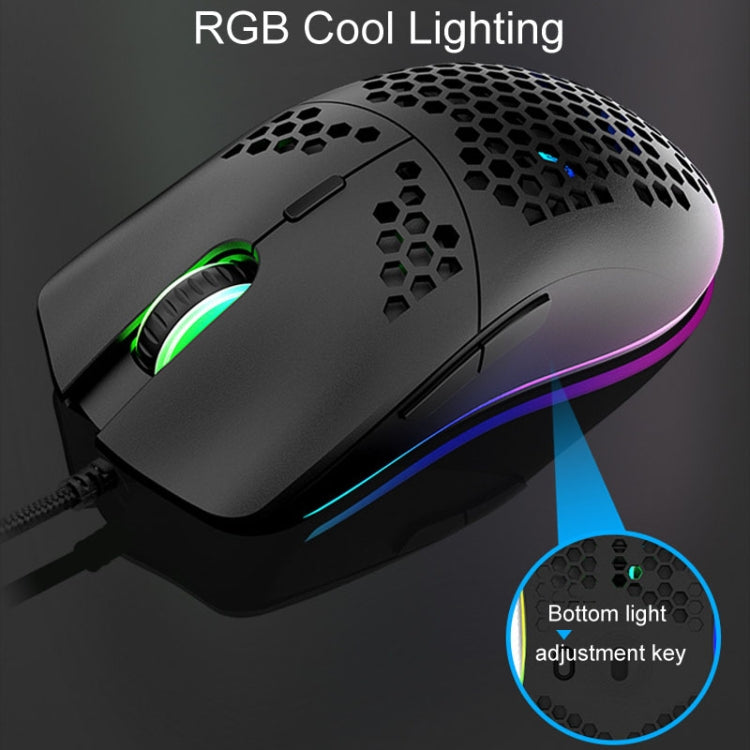 XUNSVFOX XYH90 Wired Hollow Hole Mouse RGB Illuminated Macro Programming Gaming Mouse - Black