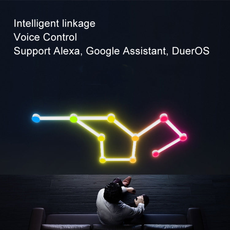 JSK-P30 9 Sections Smart WiFi Bluetooth Splicing Atmosphere Light Sound Control Constellation Light Support Amazon Alexa / Google Assistant / DuerOS EU Plug - White