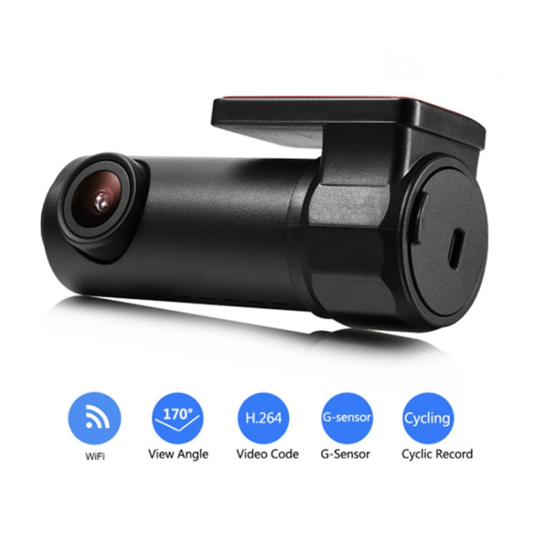 S600 1080P Wifi Dash Cam 170 Degree Wide Angle Lens Hidden Car Driving Recorder - Black