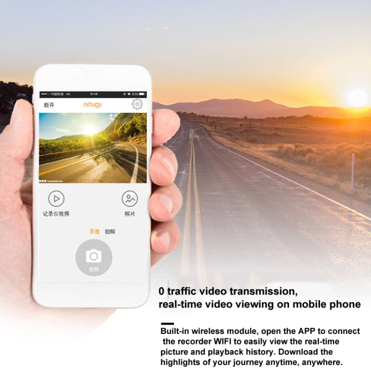 S600 1080P Wifi Dash Cam 170 Degree Wide Angle Lens Hidden Car Driving Recorder - Black