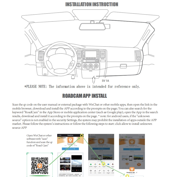 S600 1080P Wifi Dash Cam 170 Degree Wide Angle Lens Hidden Car Driving Recorder - Black