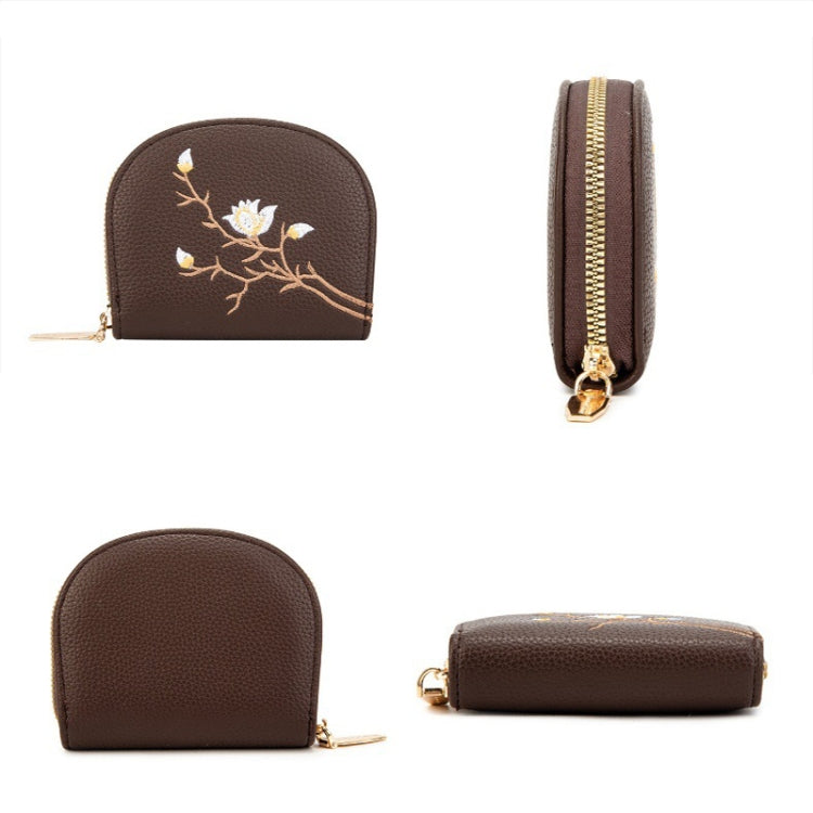 Semicircular Embroidery Large Capacity Multi-card Slot ID Card Holder