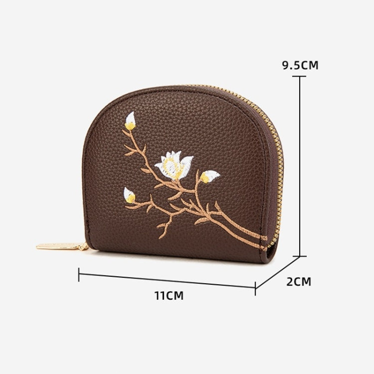 Semicircular Embroidery Large Capacity Multi-card Slot ID Card Holder