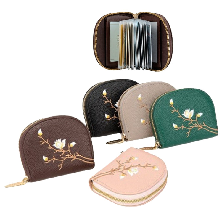 Semicircular Embroidery Large Capacity Multi-card Slot ID Card Holder