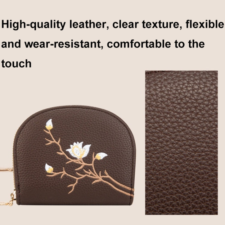 Semicircular Embroidery Large Capacity Multi-card Slot ID Card Holder