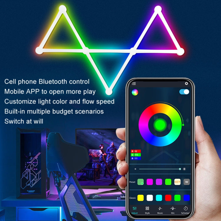 JSK-P22 5V Bluetooth RGB Stitching Light E-Sports Atmosphere Decorative Lamp, Style: 9 Sections+USB To DC Line+UK Plug