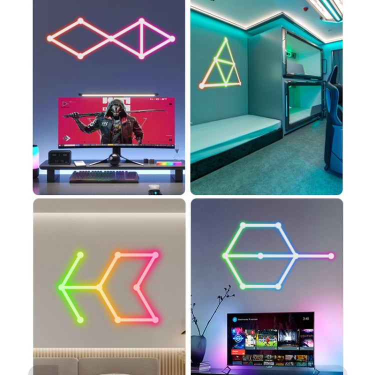 JSK-P22 5V Bluetooth RGB Stitching Light E-Sports Atmosphere Decorative Lamp, Style: 6 Sections+USB To DC Line+UK Plug