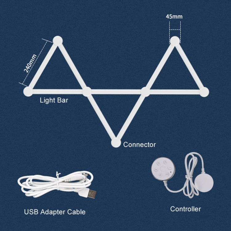 JSK-P22 5V Bluetooth RGB Stitching Light E-Sports Atmosphere Decorative Lamp, Style: 6 Sections+USB To DC Line+US Plug
