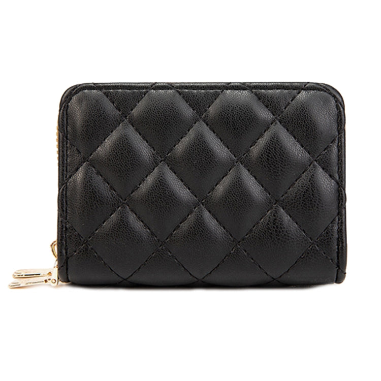Large Capacity Double Layer Zipper Wallet Multi-card Slot Rhombus Card Holder