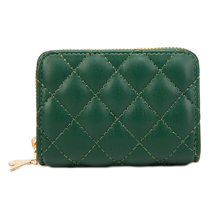 Large Capacity Double Layer Zipper Wallet Multi-card Slot Rhombus Card Holder