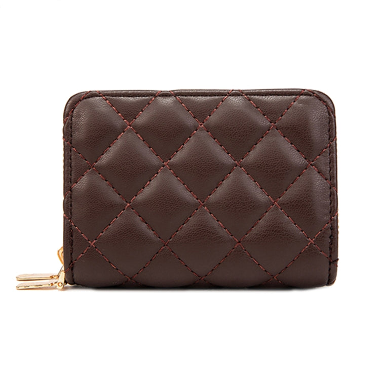 Large Capacity Double Layer Zipper Wallet Multi-card Slot Rhombus Card Holder