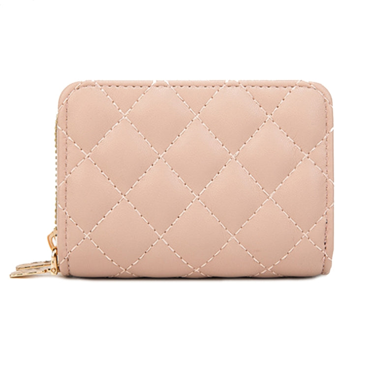 Large Capacity Double Layer Zipper Wallet Multi-card Slot Rhombus Card Holder