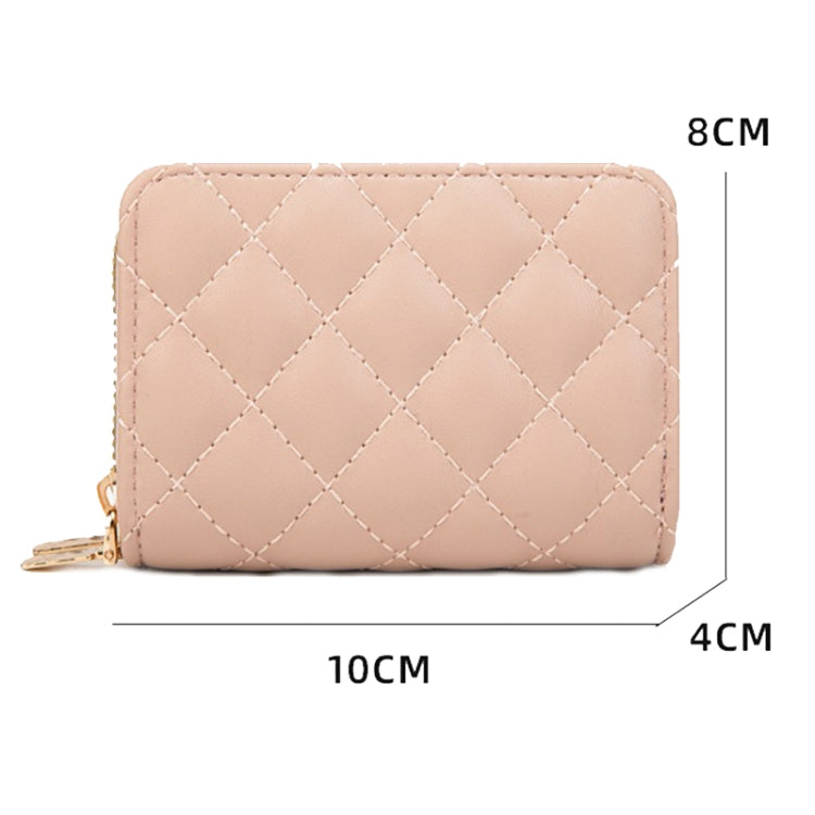 Large Capacity Double Layer Zipper Wallet Multi-card Slot Rhombus Card Holder