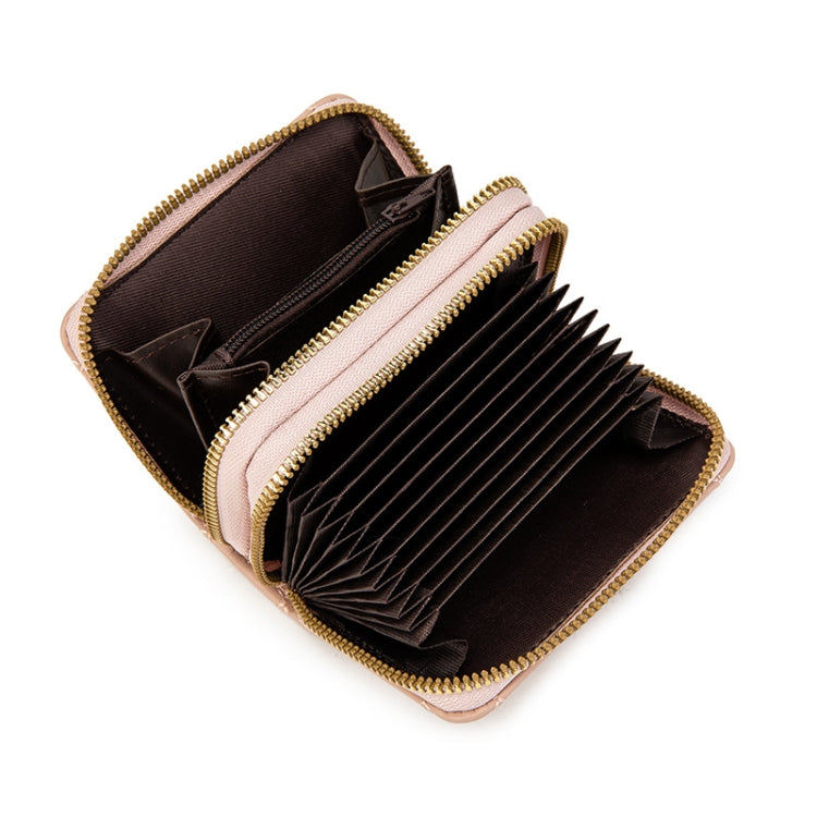 Large Capacity Double Layer Zipper Wallet Multi-card Slot Rhombus Card Holder
