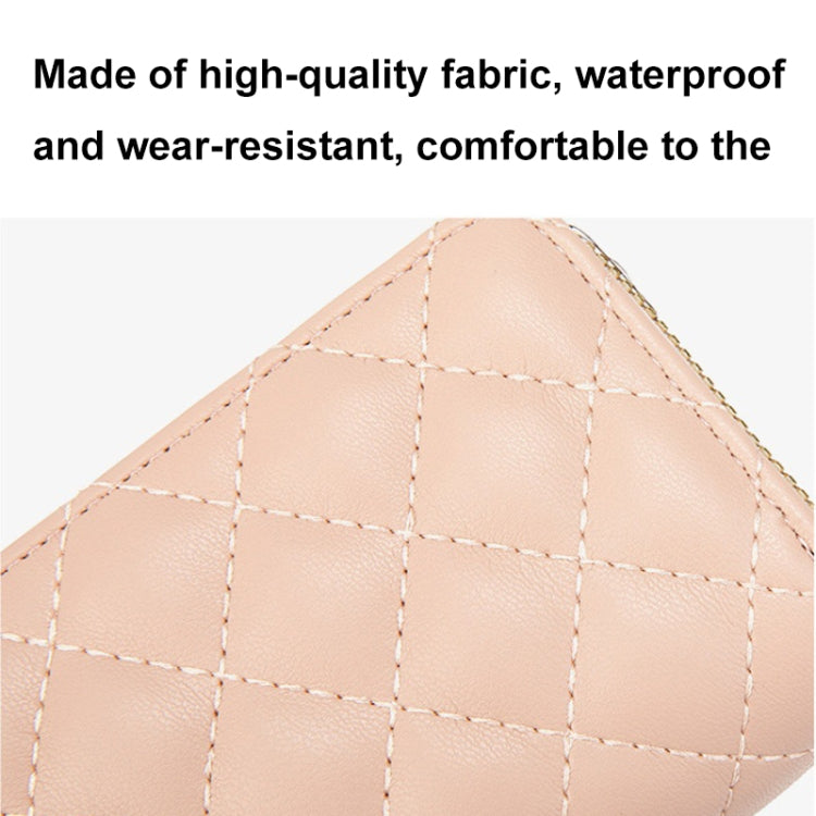 Large Capacity Double Layer Zipper Wallet Multi-card Slot Rhombus Card Holder