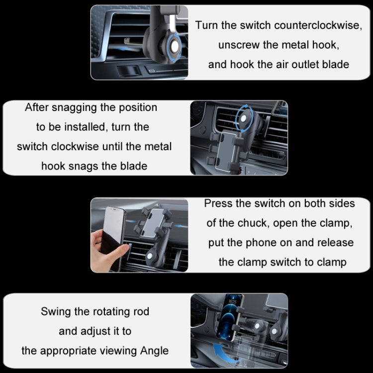 Car Multifunctional 360-degree Rotating Mobile Phone Holder - Air Outlet Model