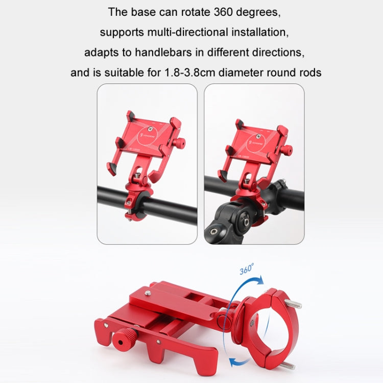 JOHORSE Bicycle Shockproof Mobile Phone Holder Motorcycle Riding Equipment, Color: Handlebar Black
