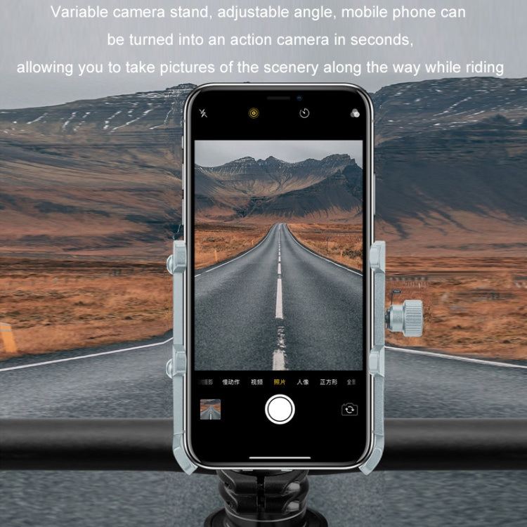 JOHORSE Bicycle Shockproof Mobile Phone Holder Motorcycle Riding Equipment, Color: Stem Silver