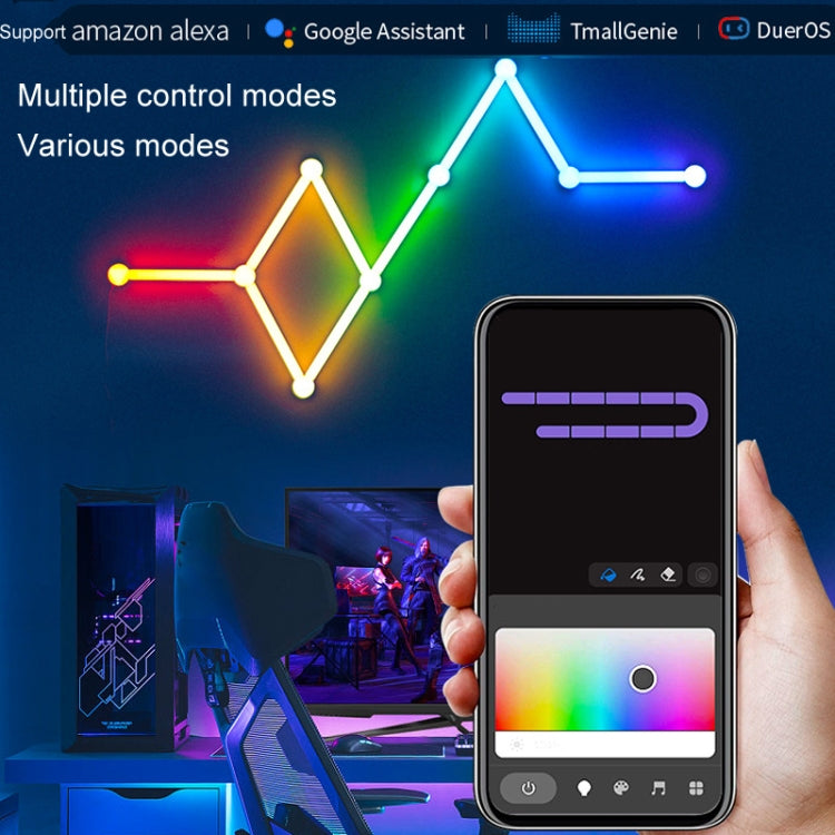 JSK-P26 Smart WiFi Bluetooth Version RGB Direct Illumination Phantom Splicing Light, Support Amazon Alexa / Google Assistant / DuerOS, Style: 9 Sections+AU Plug Adapter - White
