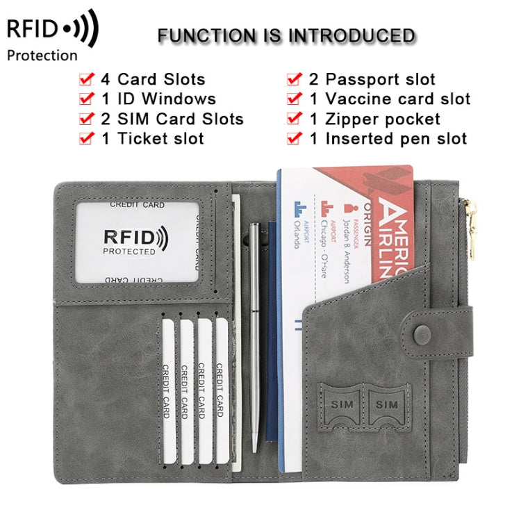 RFID Anti-theft Multi-card Slot Document Bag Multifunctional Zipper Travel Passport Bag