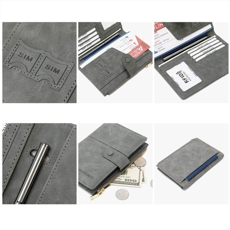 RFID Anti-theft Multi-card Slot Document Bag Multifunctional Zipper Travel Passport Bag