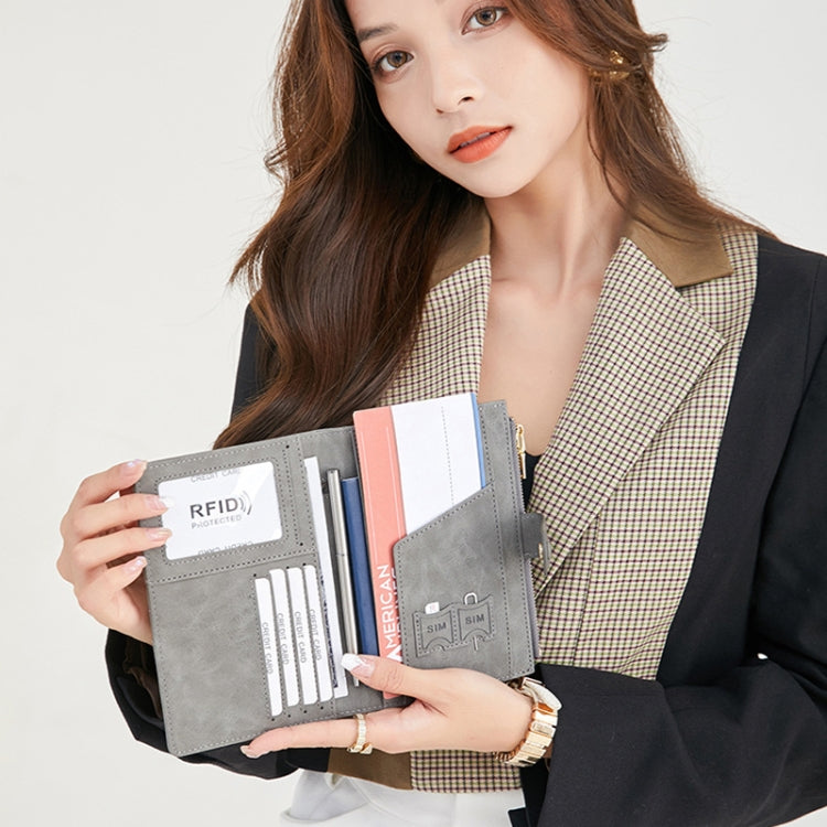 RFID Anti-theft Multi-card Slot Document Bag Multifunctional Zipper Travel Passport Bag