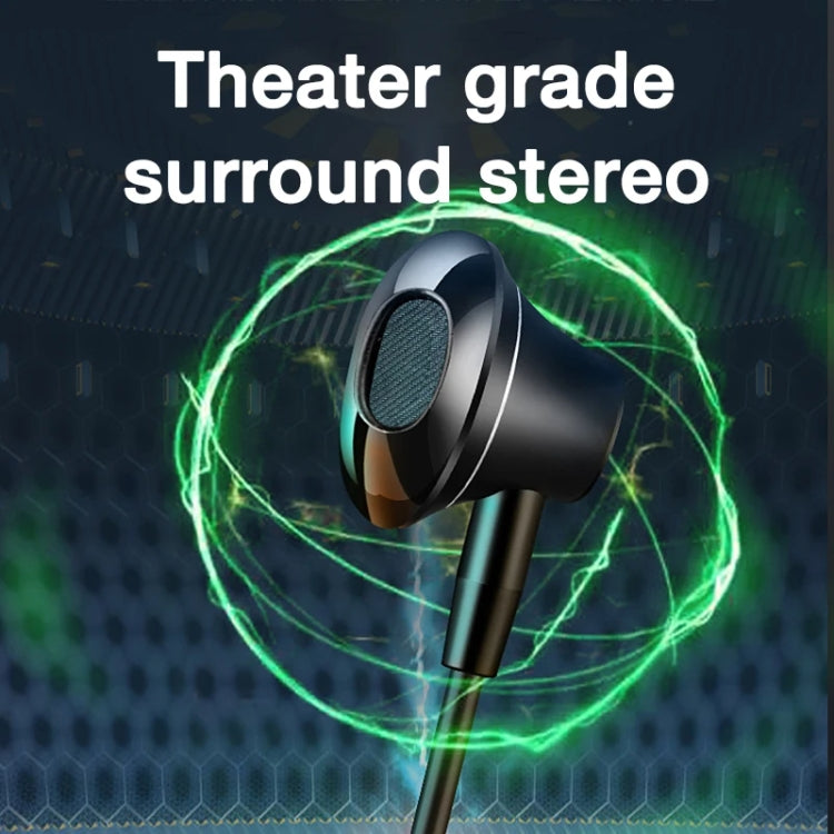 In-ear Wired Earphone Computer Subwoofer Singing Game Monitor Earphone, Interface: Type-C Black