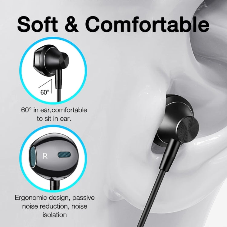 In-ear Wired Earphone Computer Subwoofer Singing Game Monitor Earphone, Interface: Type-C Black
