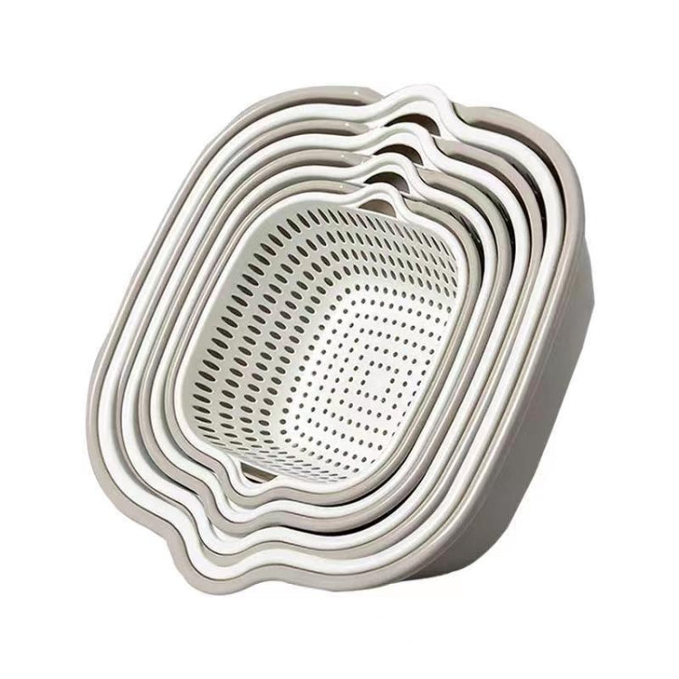 8 In 1 Drain Basket Double-Layer Vegetable Washing Basket Fruit Basin - Gray White