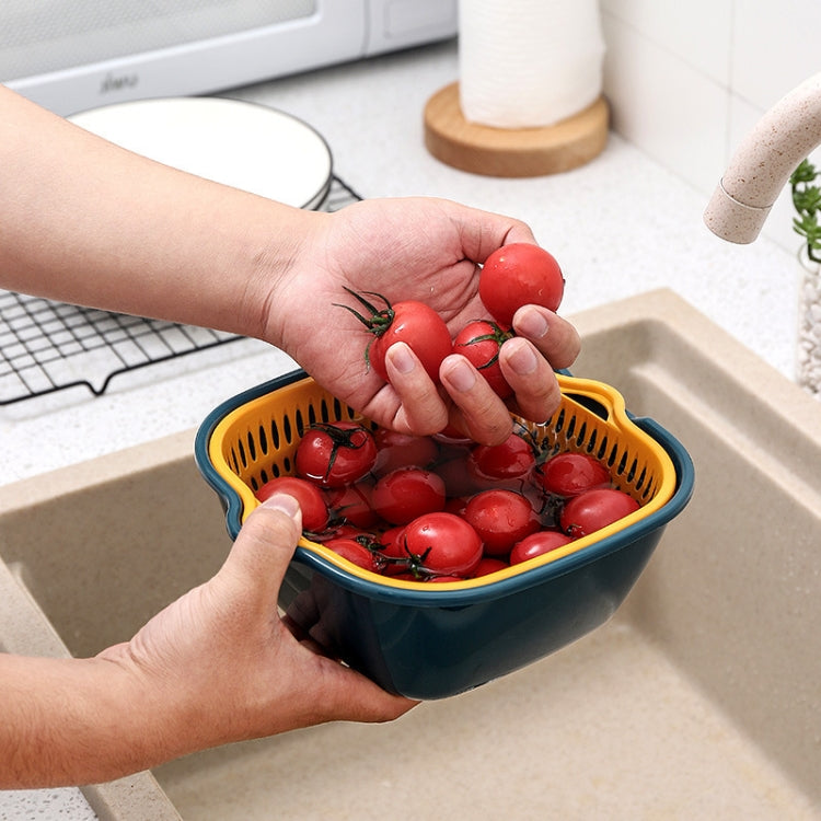 8 In 1 Drain Basket Double-Layer Vegetable Washing Basket Fruit Basin - Gray White