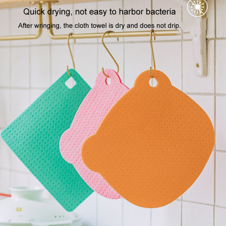 Wood Pulp Cotton Rag Kitchen Absorbent Traceless Cleaning Cloths Oil-free Sponge Wipes - Color Random