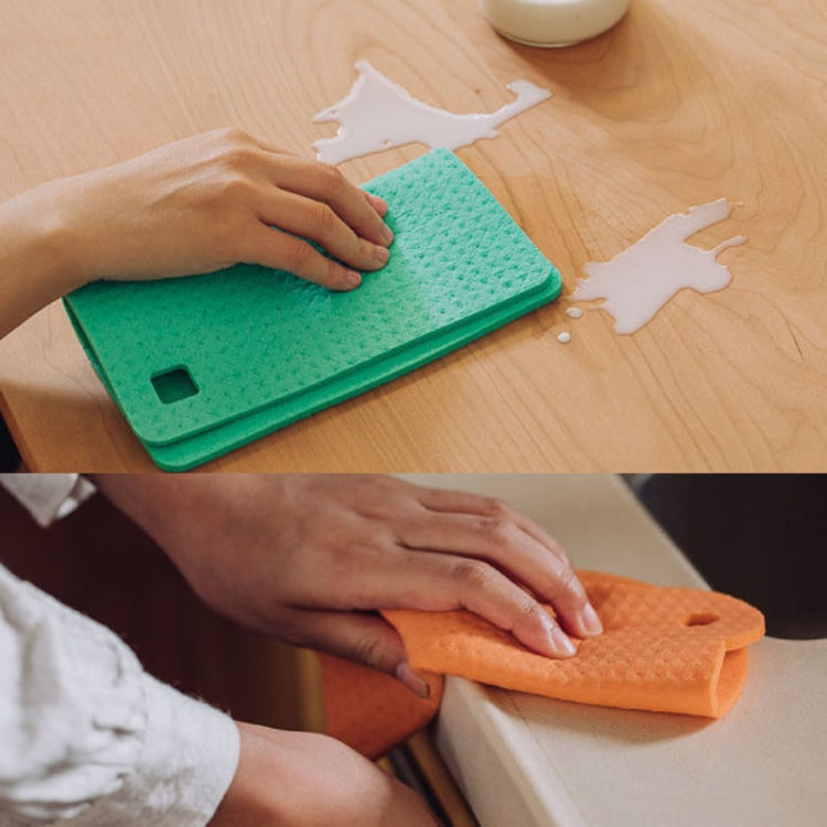 Wood Pulp Cotton Rag Kitchen Absorbent Traceless Cleaning Cloths Oil-free Sponge Wipes - Color Random