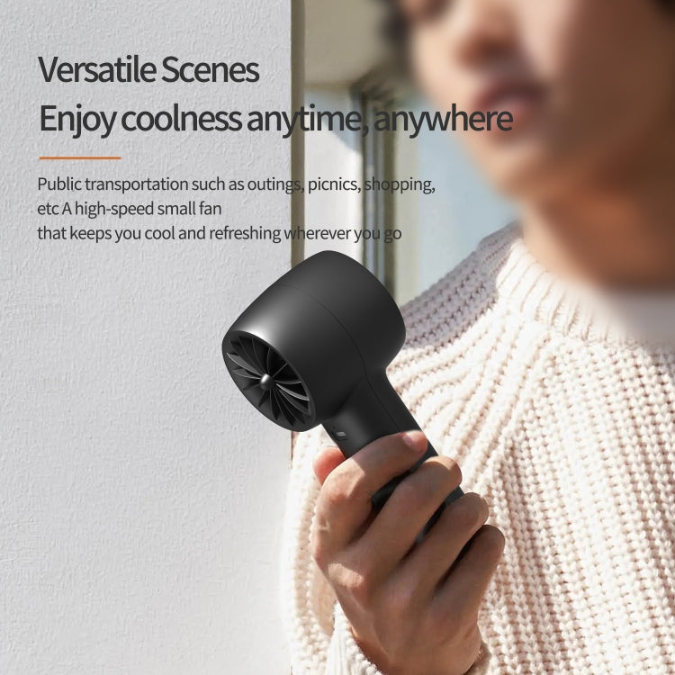 Outdoor Handheld Turbine Digital Display 100-Speed High-Speed Mini Fan, Color: Black