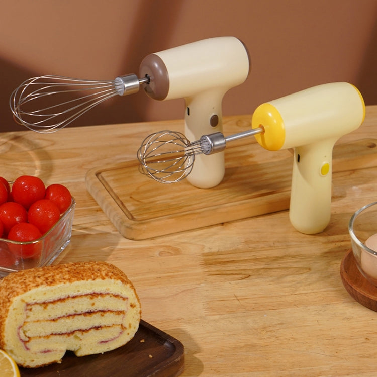 Wireless Mini Handheld Multi-Function Electric Stirring Mixer, Color: Double Stick Beige - 5 Gear
