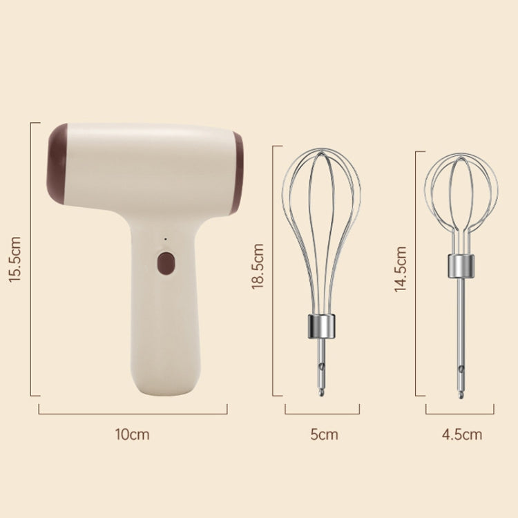 Wireless Mini Handheld Multi-Function Electric Stirring Mixer, Color: Double Stick Beige - 5 Gear