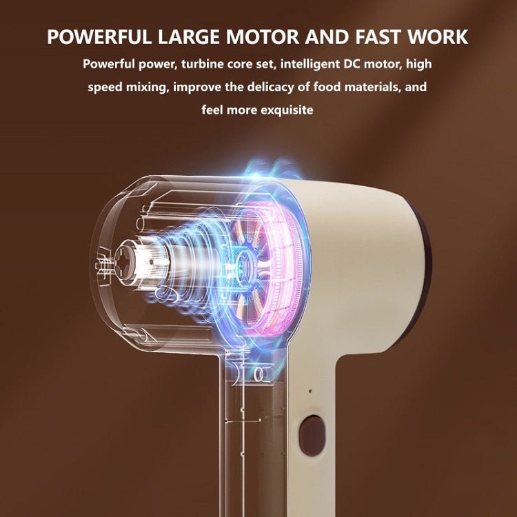 Wireless Mini Handheld Multi-Function Electric Stirring Mixer, Color: Double Stick Beige - 5 Gear