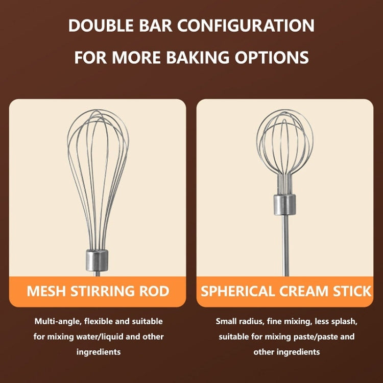 Wireless Mini Handheld Multi-Function Electric Stirring Mixer, Color: Double Stick Beige - 5 Gear