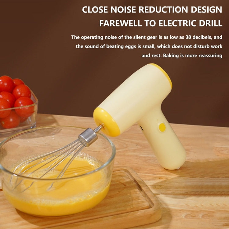 Wireless Mini Handheld Multi-Function Electric Stirring Mixer, Color: Double Stick Beige - 5 Gear