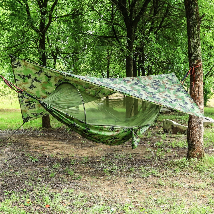 250 x 120cm Anti-mosquito Hammock and Tarp Set Waterproof Sunshade Camping Supplies - Camouflage + Camouflage