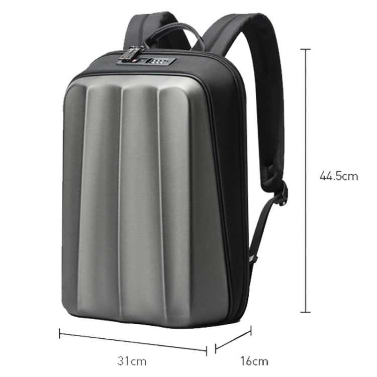 Bopai 61-122579 Large Capacity Hard Shell Password Lock Waterproof Business Laptop Backpack - Grey