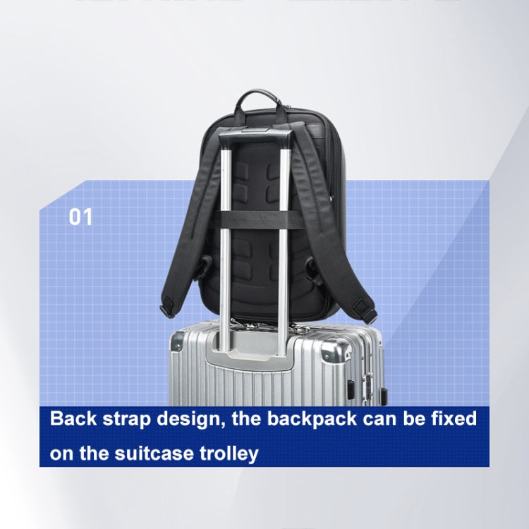 Bopai 61-122579 Large Capacity Hard Shell Password Lock Waterproof Business Laptop Backpack - Grey