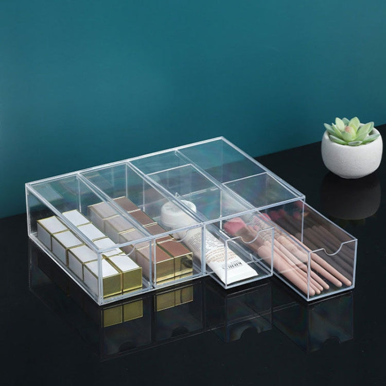 4-Layer Acrylic Stackable Desktop Eyeglasses Display Case Dustproof Drawer Storage Box - Transparency