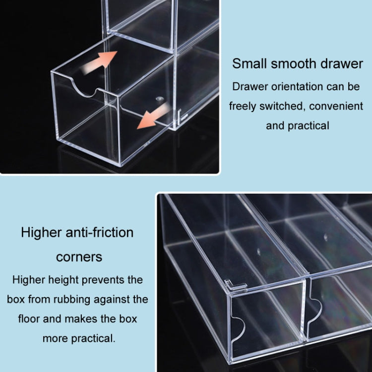 4-Layer Acrylic Stackable Desktop Eyeglasses Display Case Dustproof Drawer Storage Box - Transparency