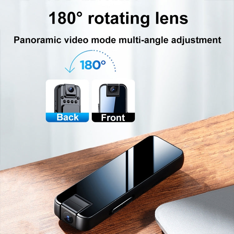 Mrobo D6 1080P Rotating Camera Night Vision Video Recorder With Back Clip, Size: 128GB - Black