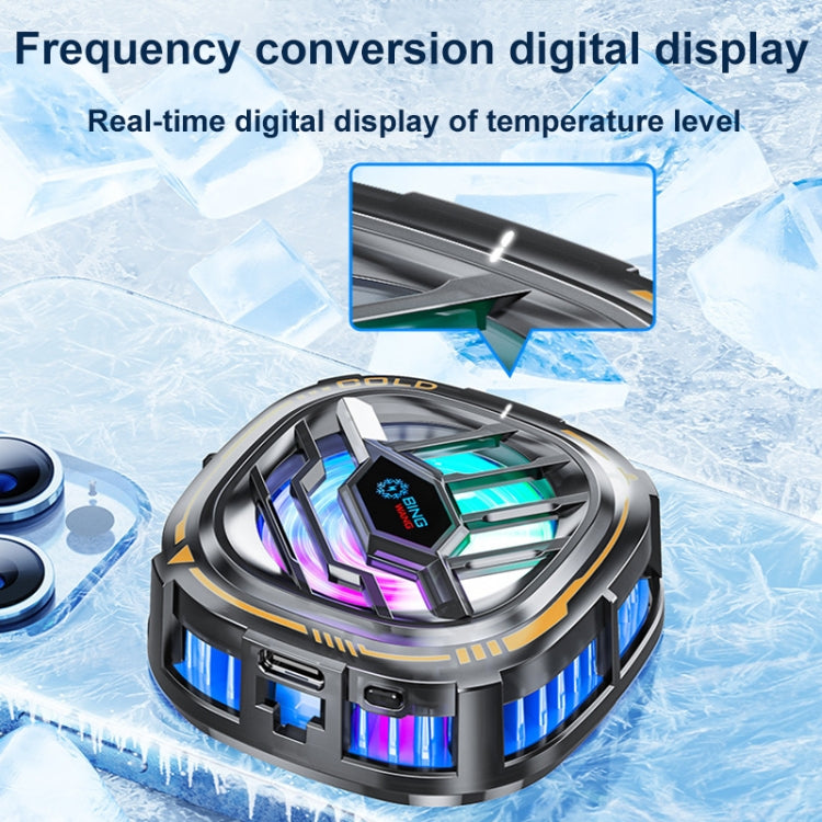 X76 Magnetic Digital Display Semiconductor Mobile Phone Radiator with Chip - Black Gold
